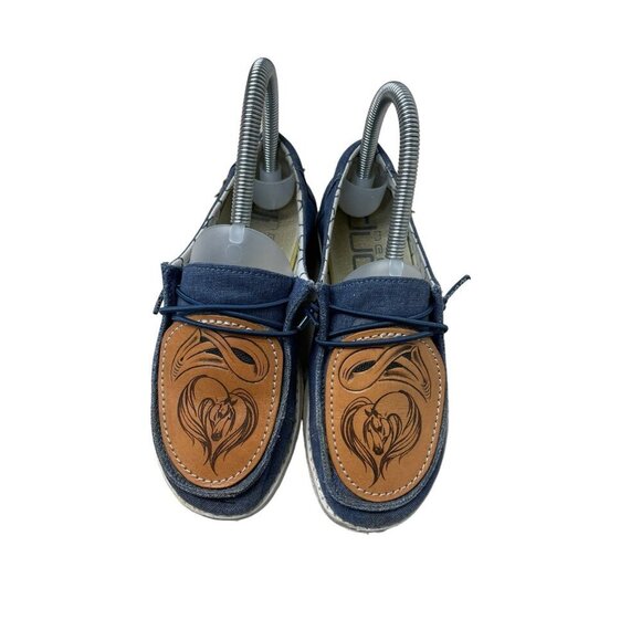 Hey Dudes Wendys Customized Leather Patch Sneakers Shoes Youth Size 3 L 4 - Picture 1 of 6